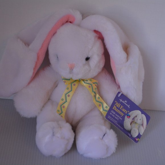 NWT Hallmark All Ears Plush Easter Bunny Rabbit Surprise Pockets 8" Cuddle Toy - Picture 1 of 12